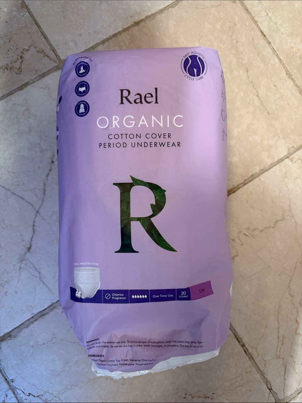 Organic Cotton Cover Period Underwear - Lavender size s/m 18 left in bag